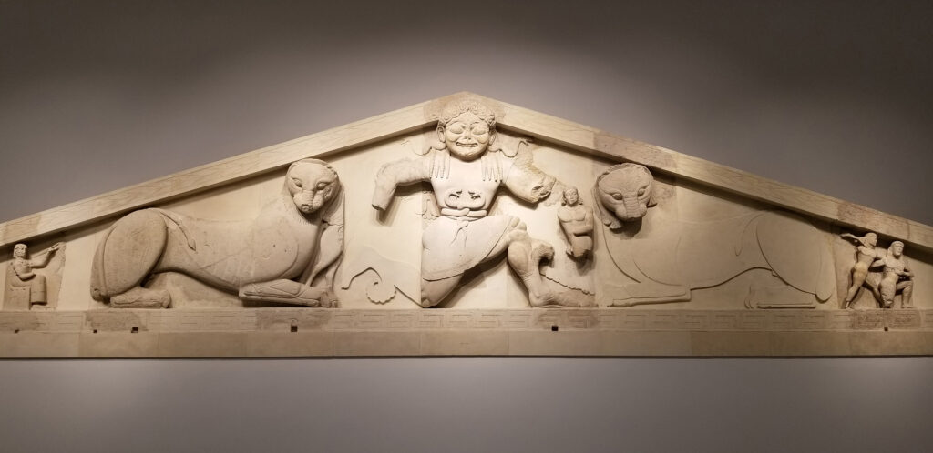 The pediment of the Temple of Artemis